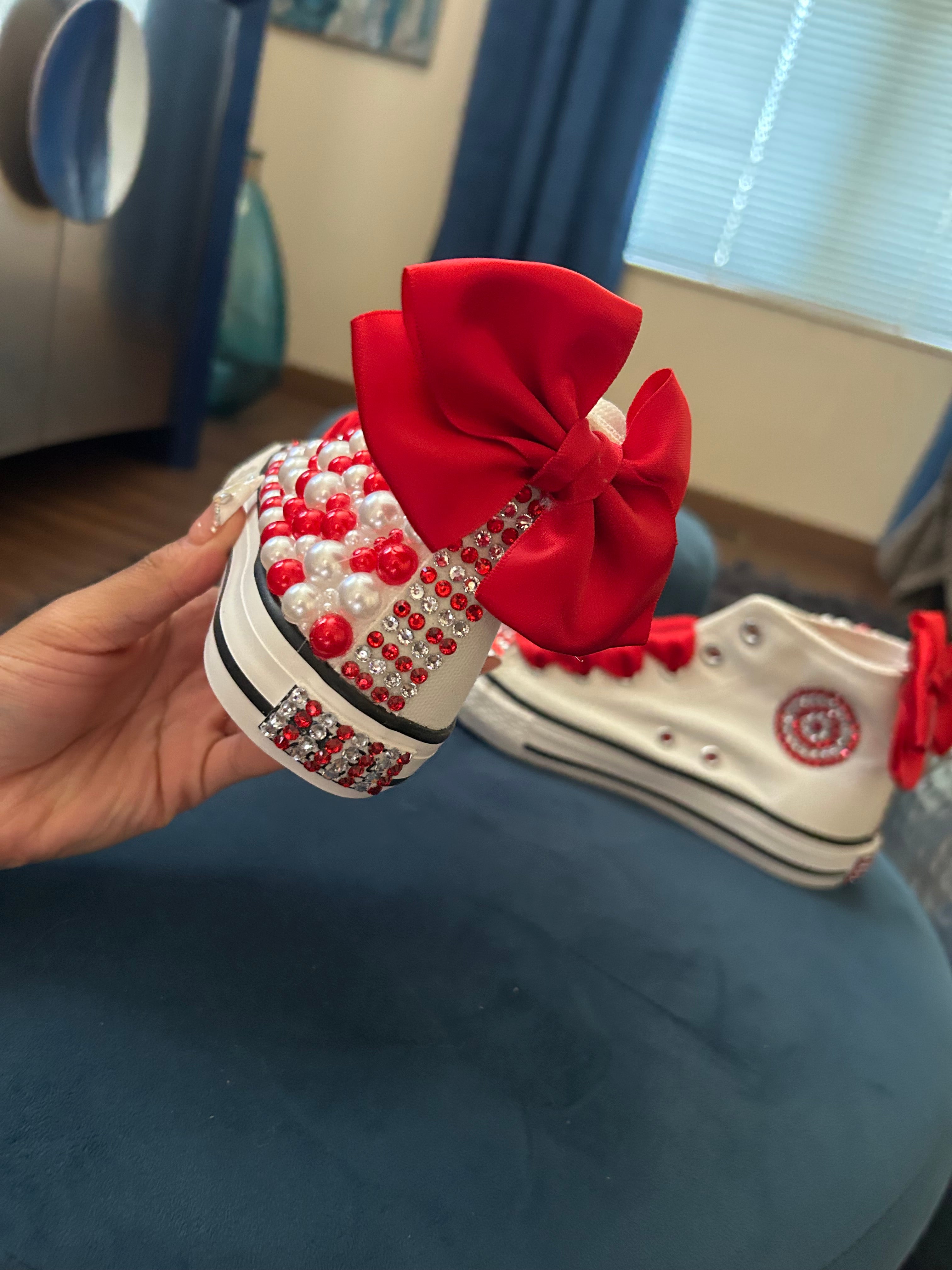 Red And White Pearl Shoes ❤️🤍